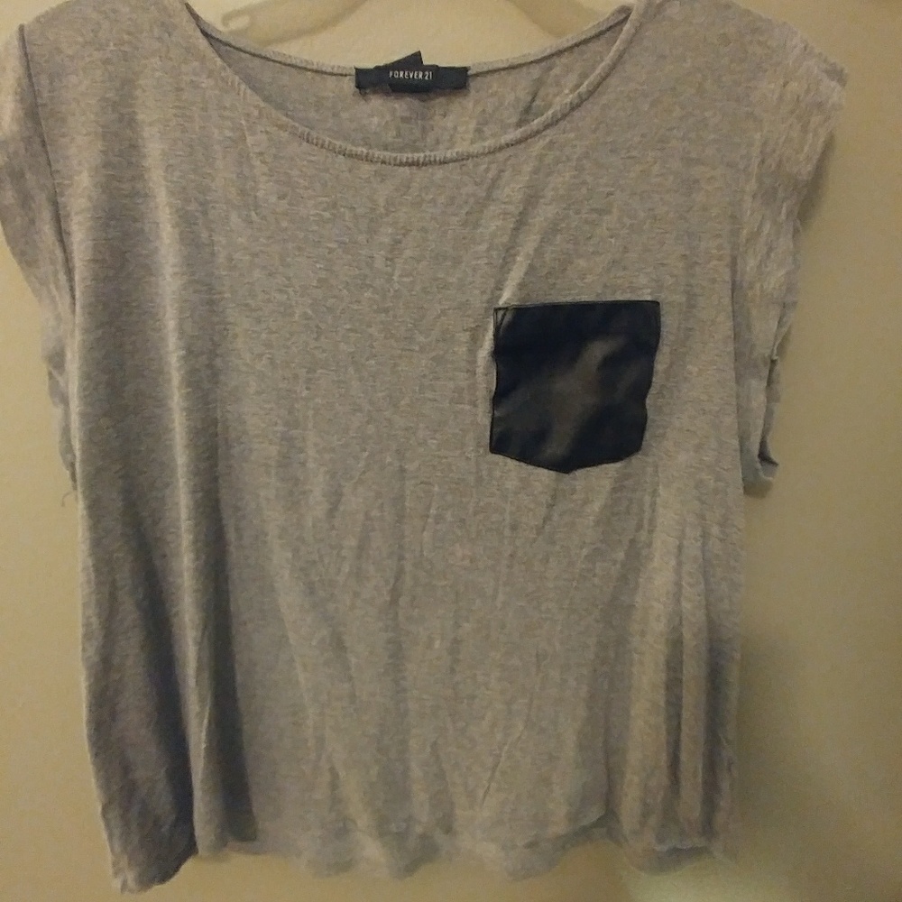 Grey Leather crop top